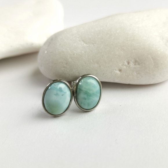 New Larimar stud earrings in Sterling Silver - Picture 5 of 5